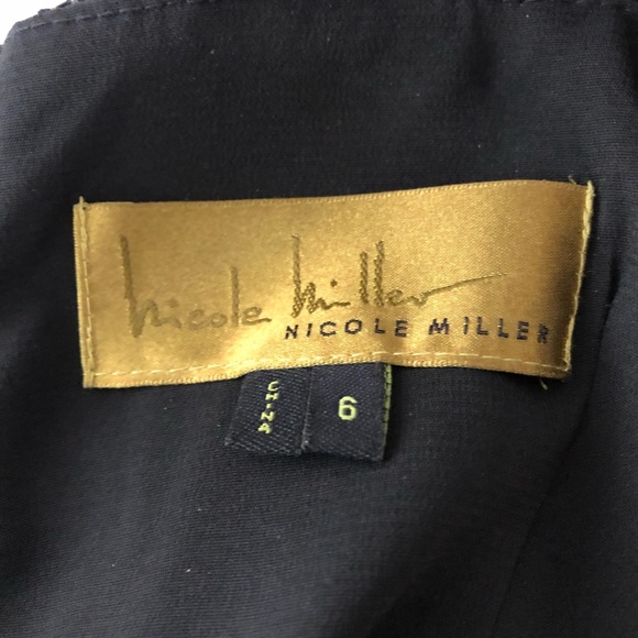 Nicole Miller Ruched Black Sequin Cross Straps 6 - Picture 3 of 8